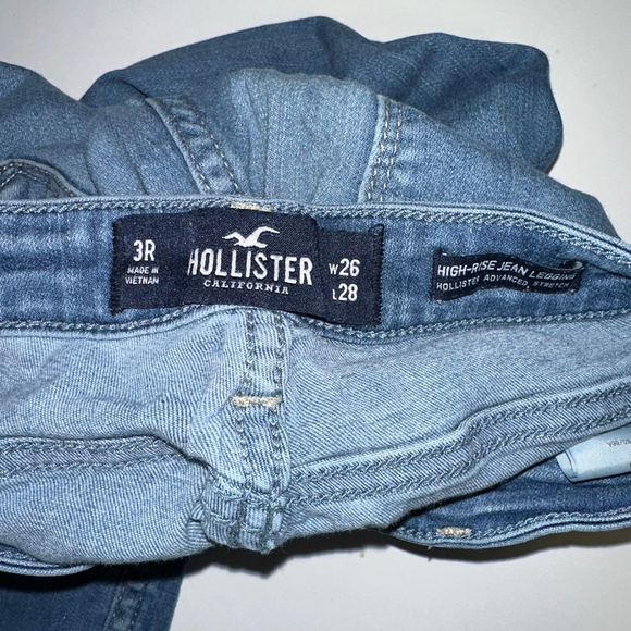 Women's Hollister Juniors 3 R Blue High-Rise Distressed Jeggings 26 W 28 L - Picture 3 of 10